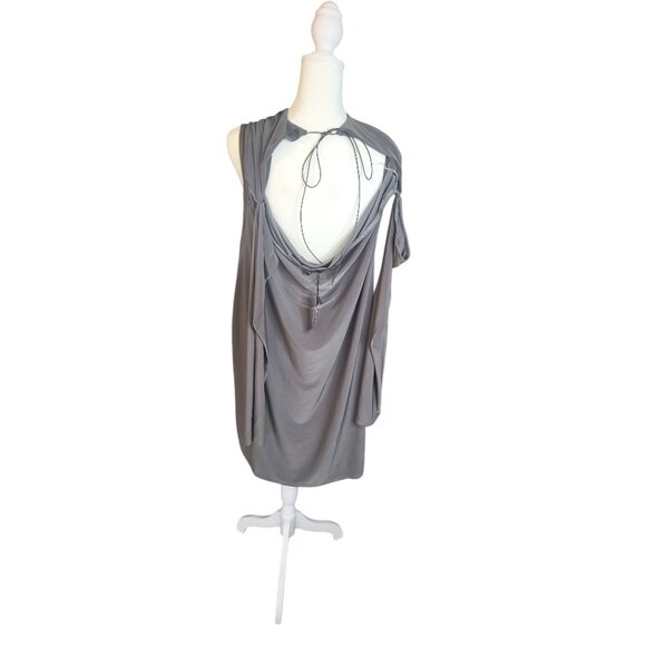 PrettyLittleThing Plus Silver Slinky Ruched Cut Out Midi Dress Size 22 - Picture 4 of 7